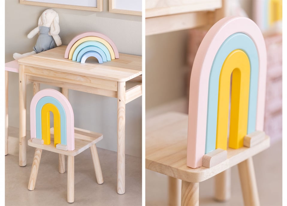 Krzeslo z Drewna Mini Rainbow Kids