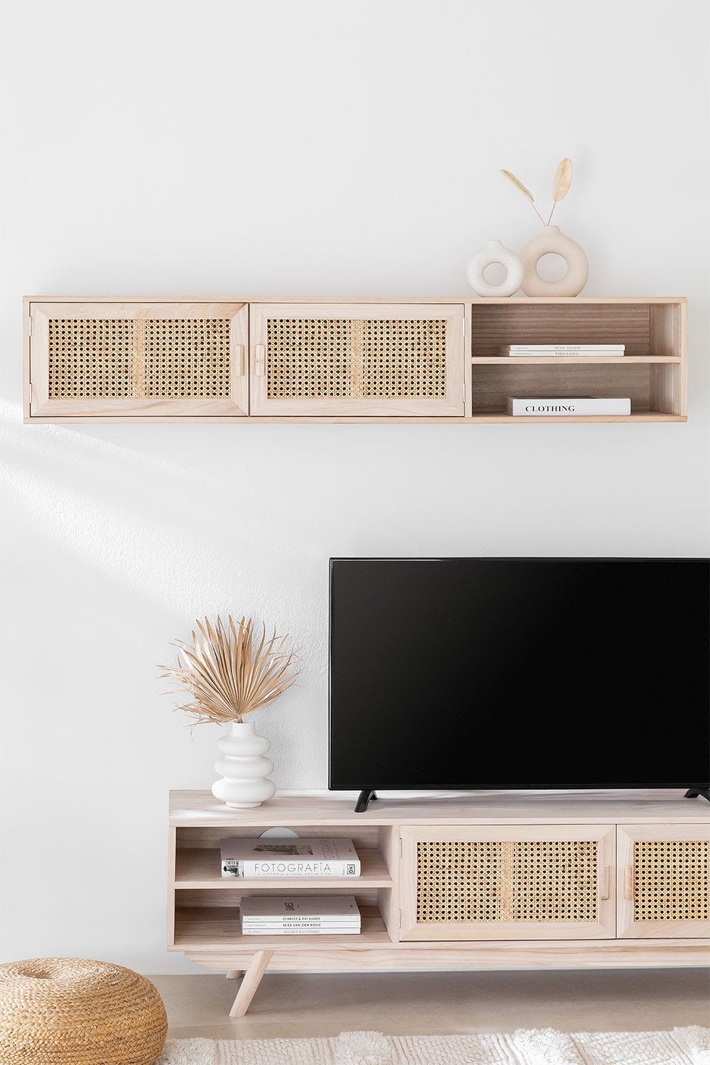 Szafka RTV 150x35 cm ścienna z drewna Ralik, obrazek w galerii 8