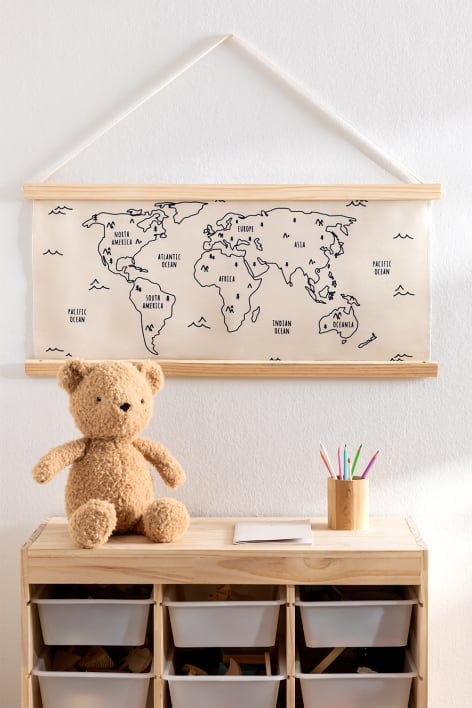 Dekoracyjna mapa świata (85x70 cm) Continents Kids  