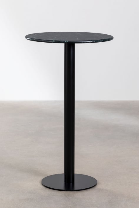 Okrągły wysoki stół barowy z marmuru (Ø60 cm) Rocher - Zielony Marmur