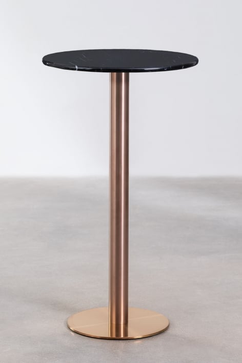 Wysoki, okrągły stolik barowy Ø60 cm z marmuru Cosmopolitan - Czarny marmur Marquina