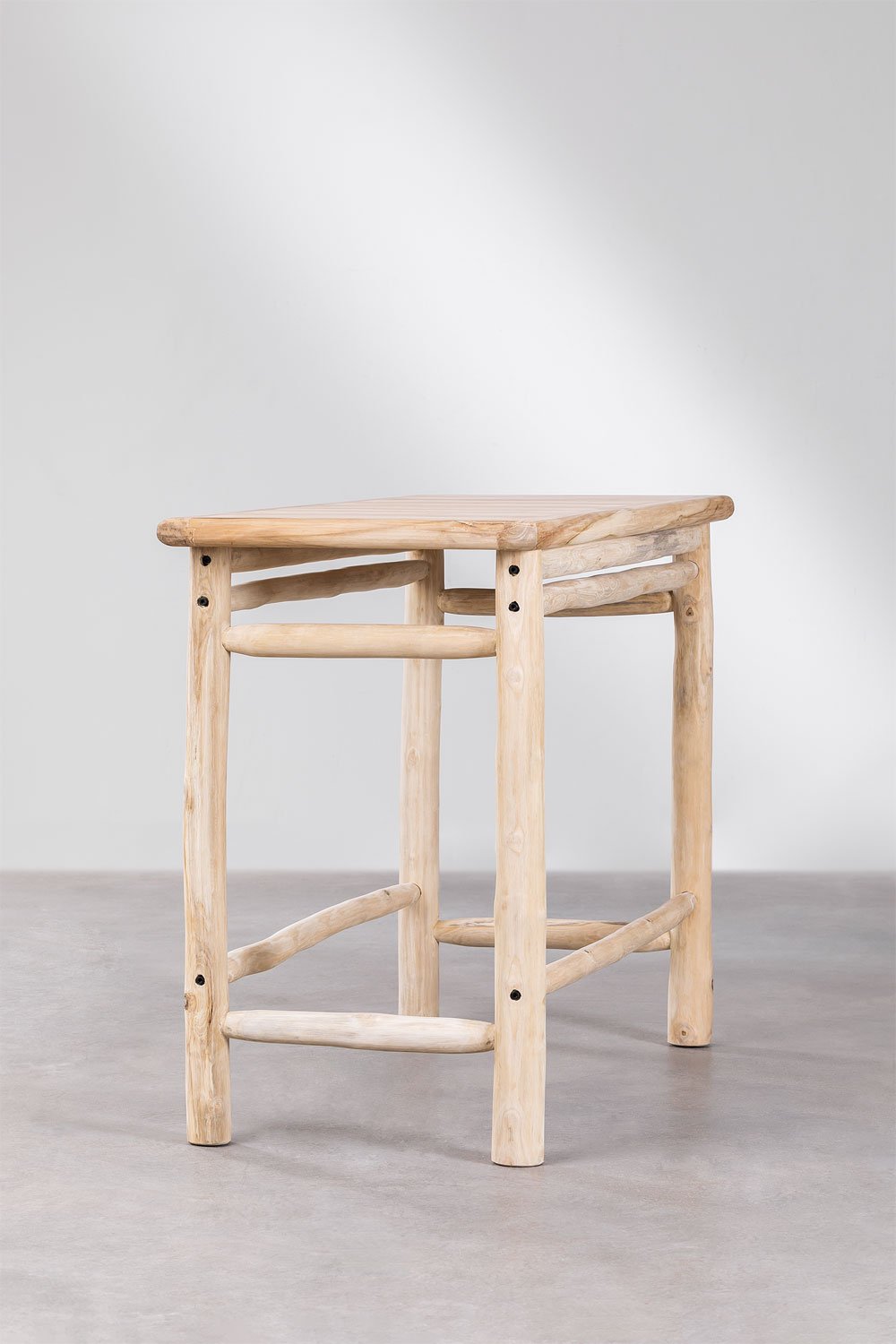 Prostokątny wysoki stół ogrodowy 135x65cm z drewna tekowego Narel, obrazek w galerii 4