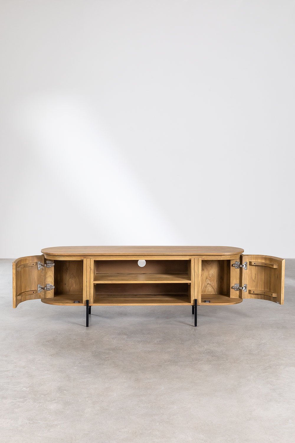 Szafka RTV 160x45 cm z drewna mango Analis, obrazek w galerii 4