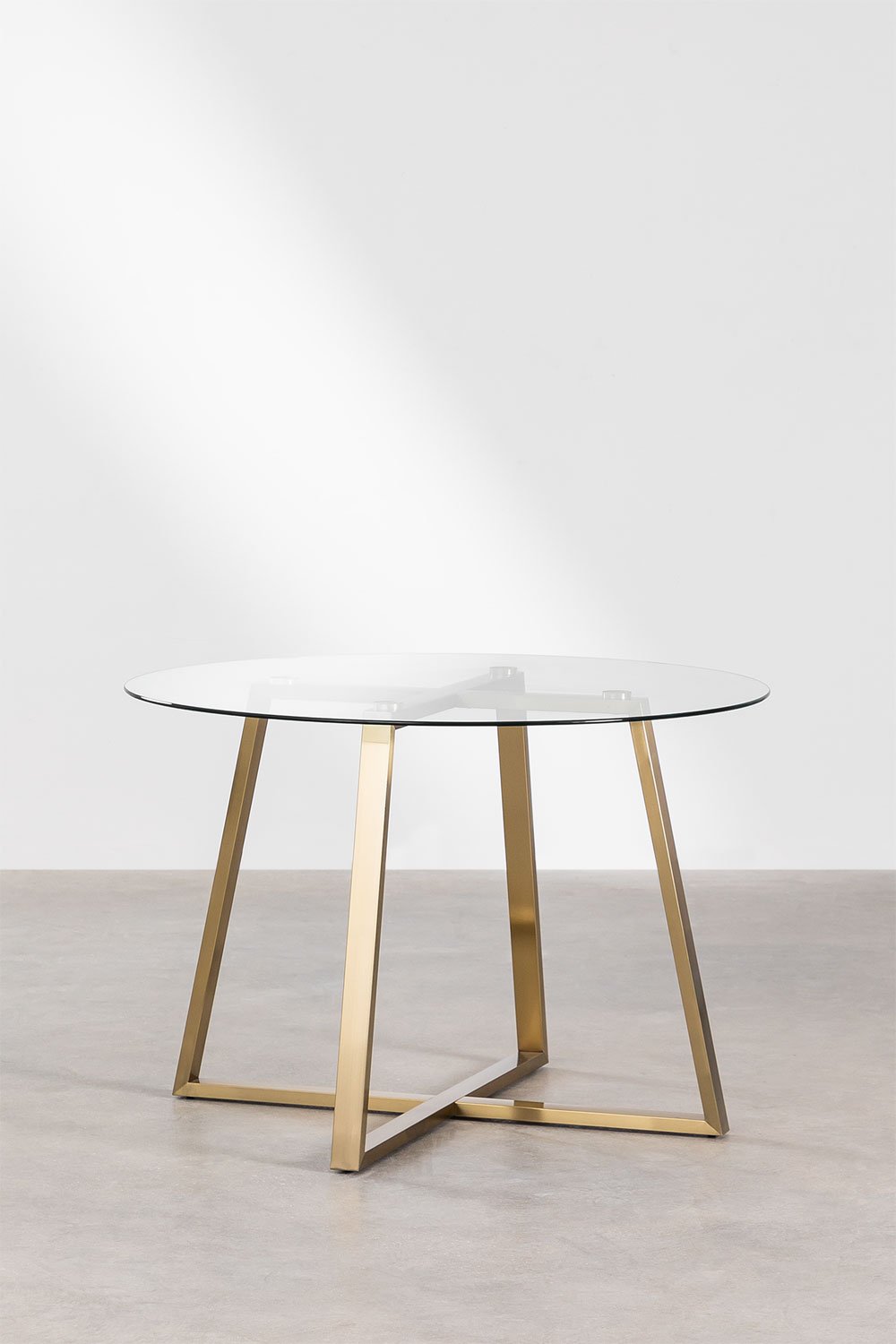 Okrągły stół ze szkła i stali (110 cm) Salyms, obrazek w galerii 1