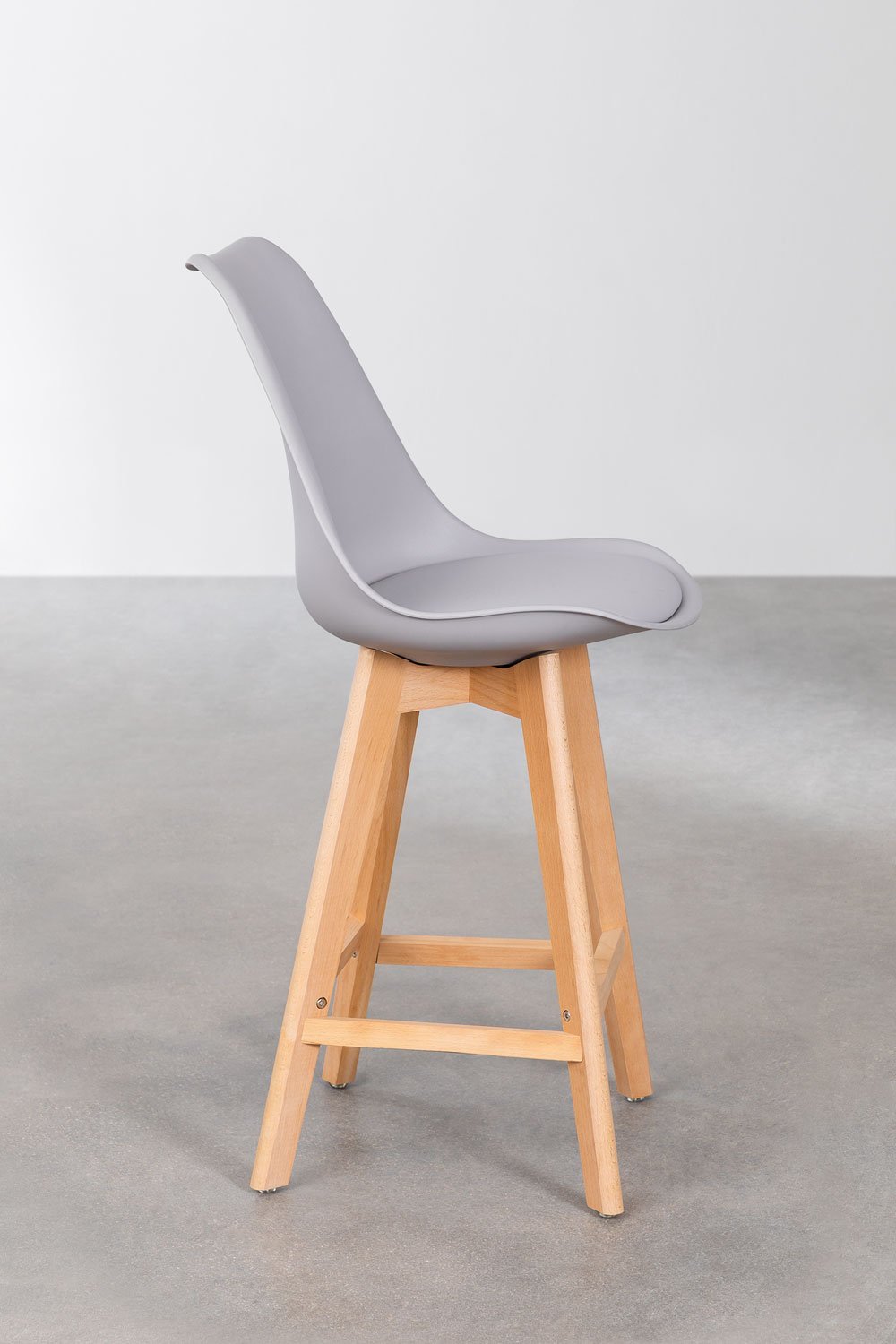 Zestaw 2 taboretów wysokich 65 cm z poduszką z jasnoszarej ekoskóry Nordic, obrazek w galerii 3