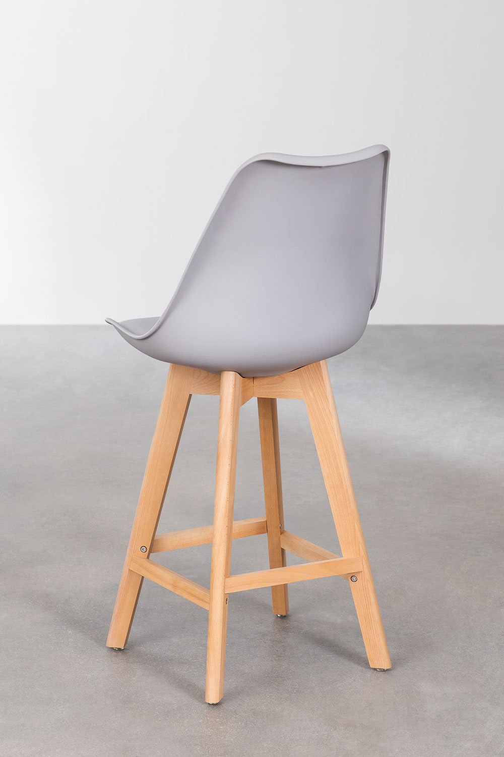 Zestaw 4 taboretów wysokich 65 cm z poduszką z jasnoszarej ekoskóry Nordic, obrazek w galerii 4