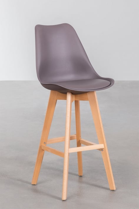 Zestaw 4 taboretów wysokich 75 cm z poduszką z żółtej curry ekoskóry Nordic