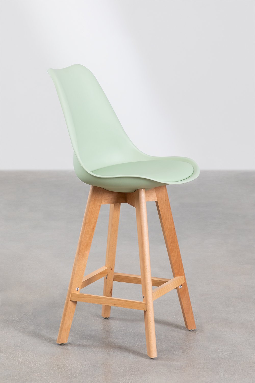 Taboret wysoki 65 cm z poduszką z celadon ekoskóry Nordic, obrazek w galerii 3