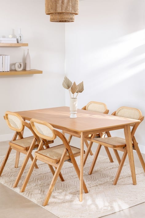 Prostokątny drewniany stół do jadalni (150x90 cm) Kerhen
