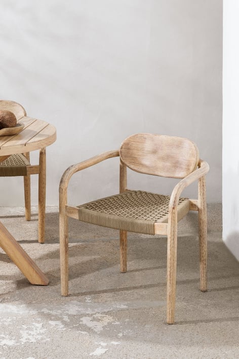 Krzesło ogrodowe z podłokietnikami z drewna Naele