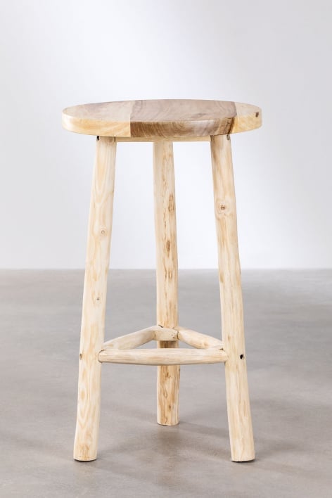 Okrągły wysoki stół (Ø60 cm) z drewna Narel