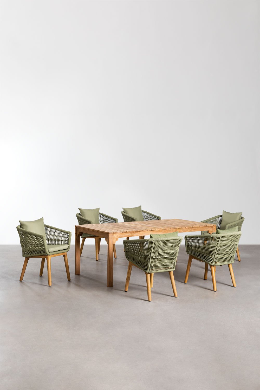 Prostokątny stół do jadalni (200x100 cm) z drewna Donal i 6 krzeseł do jadalni Barker, obrazek w galerii 1