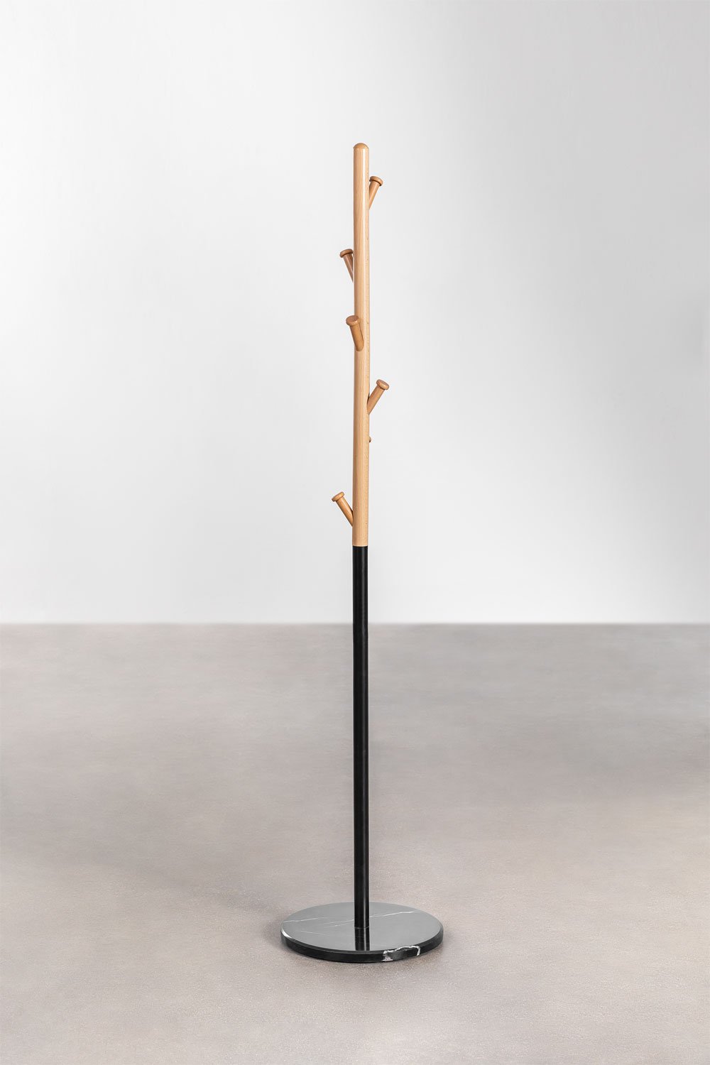 Stojący wieszak z metalu i drewna bukowego Lauso, obrazek w galerii 2