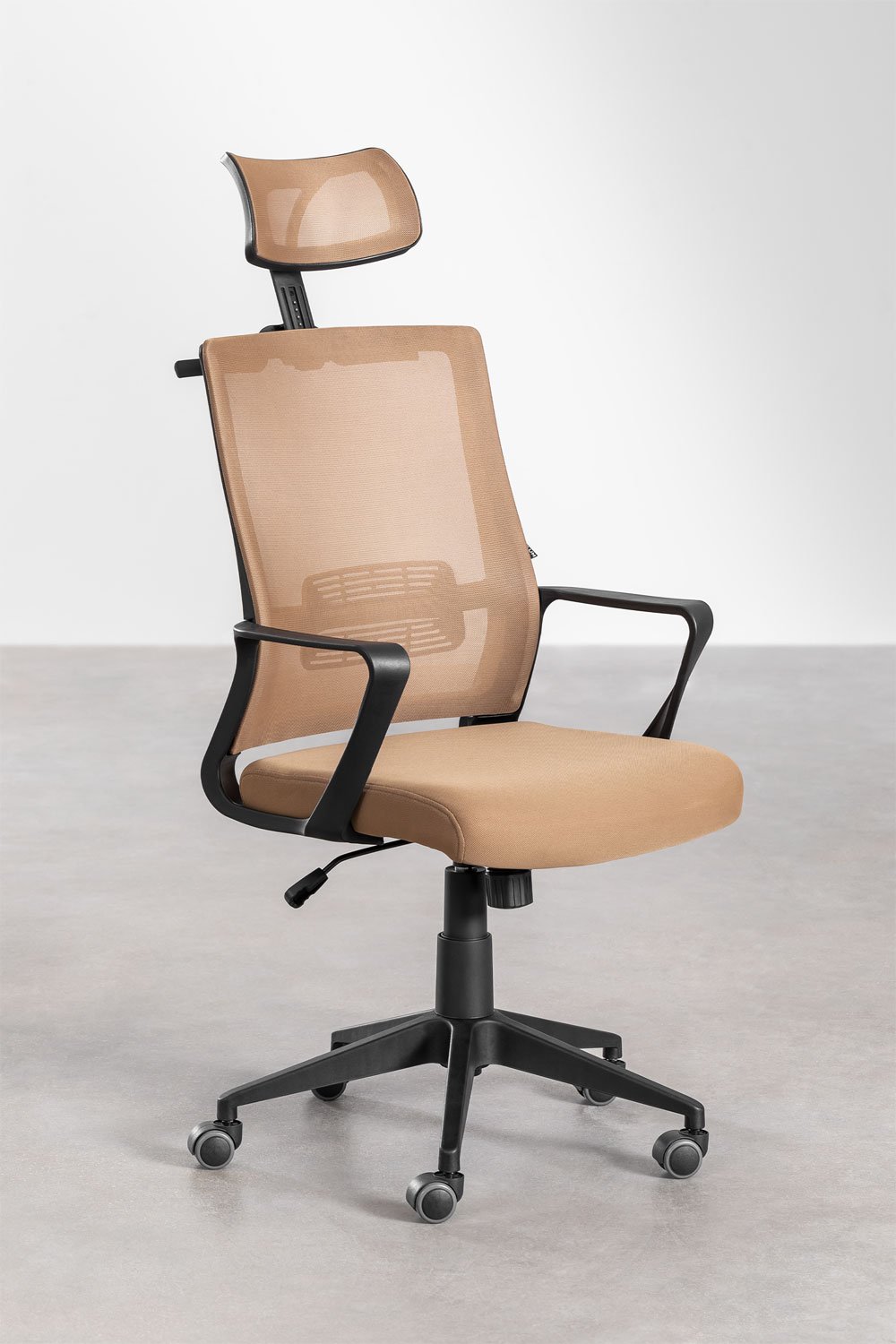 Krzesło biurowe z kółkami i zagłówkiem Teill Black, obrazek w galerii 2