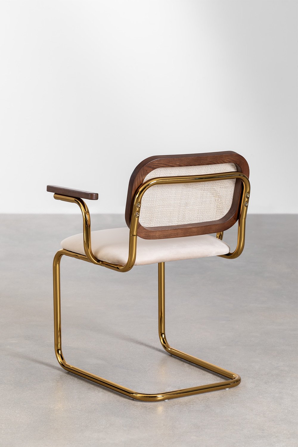 Krzesło do jadalni z podłokietnikami z rattanu Tento Gold Vintage, obrazek w galerii 4