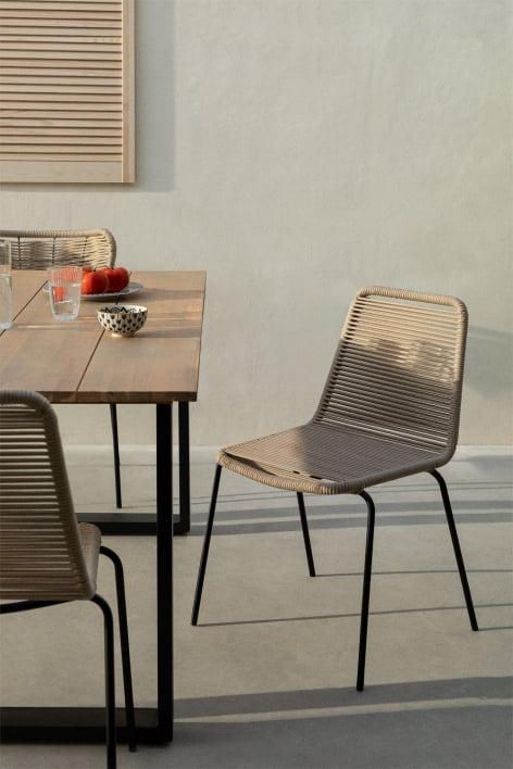 Krzesło ogrodowe sztaplowane z żelaza i plecionej liny Mileyd