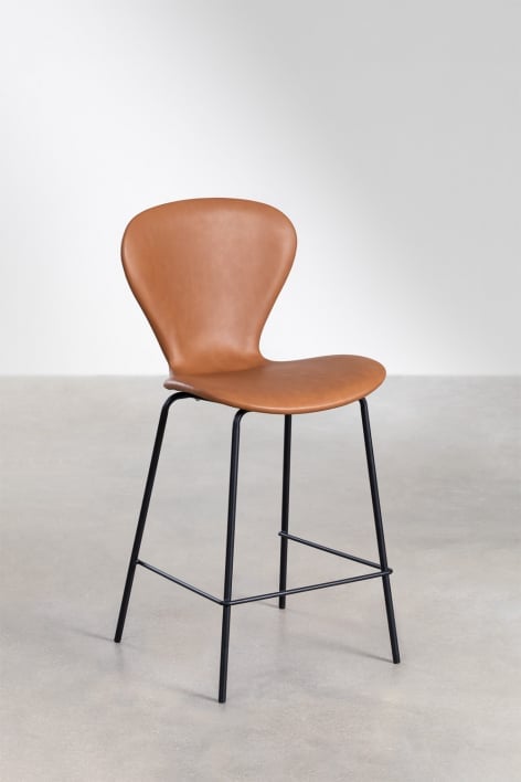 Taboret wysoki 65 cm z camel ekoskóry i nogami ze stalowego czarnego żelaza Uit - Camel