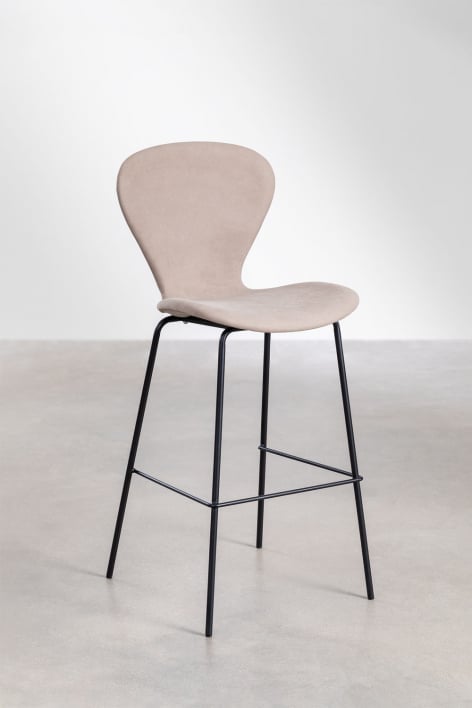 Taboret wysoki 75 cm tapicerowane kolorem nude brązowy jasny i nogami ze stalowego czarnego żelaza Uit - Marrón Nude Claro