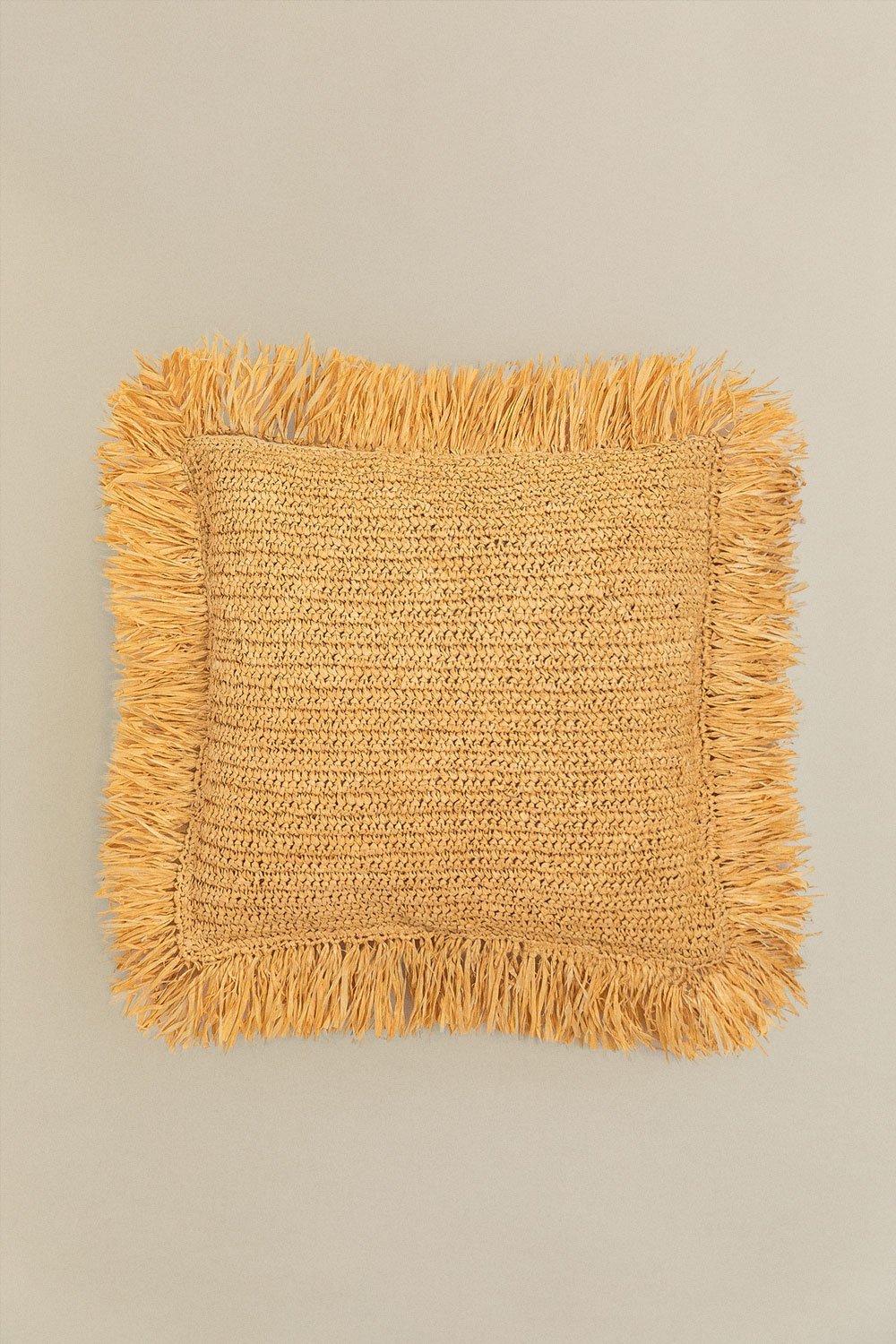 Kwadratowa poduszka z plecionej rafii (45x45 cm) Doncka, obrazek w galerii 1