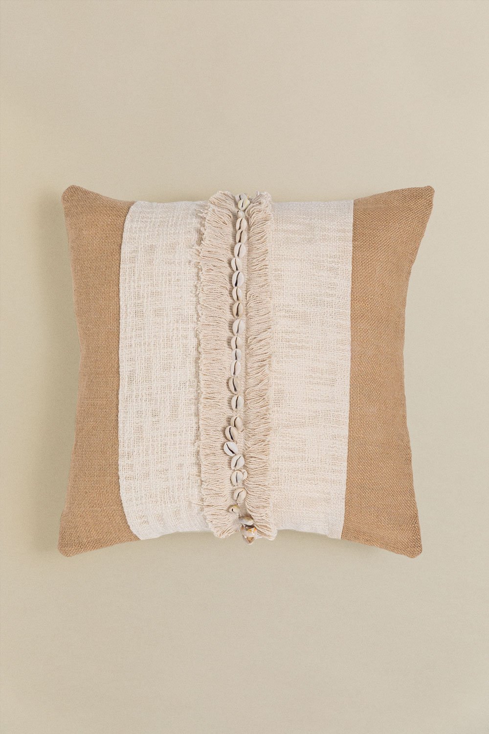 Kwadratowa poduszka z bawełny i juty (45x45 cm) Naiba, obrazek w galerii 1