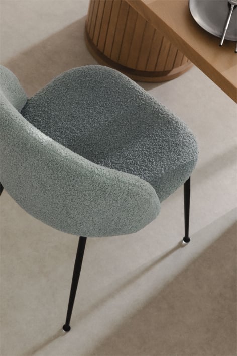 Krzesło do jadalni z tkaniny bouclé Kana Design - Seledyn 