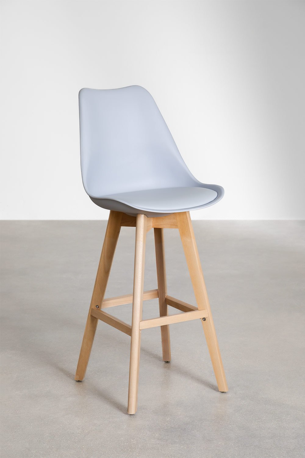 Zestaw 4 wysokich stołków 75 cm z poduszką z ekoskóry Nordic, obrazek w galerii 1