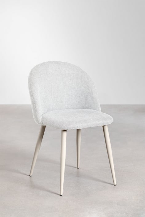 Zestaw 4 krzeseł do jadalni Kana Deluxe - Tkaniny Distressed White