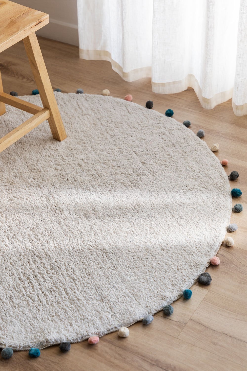 Okrągły bawełniany dywan (Ø126 cm) Cinder Kids, obrazek w galerii 1