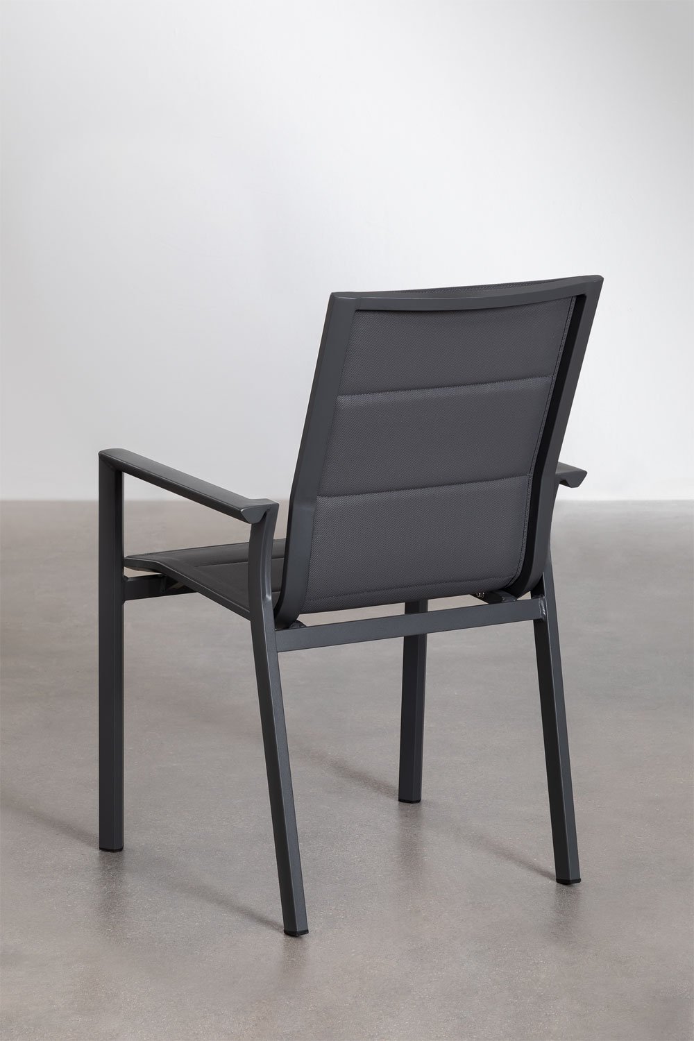 Zestaw stołu prostokątnego 240-300x100 cm rozkładanego oraz 10 sztaplowanych krzeseł ogrodowych z podłokietnikami z aluminium Ka, obrazek w galerii 9