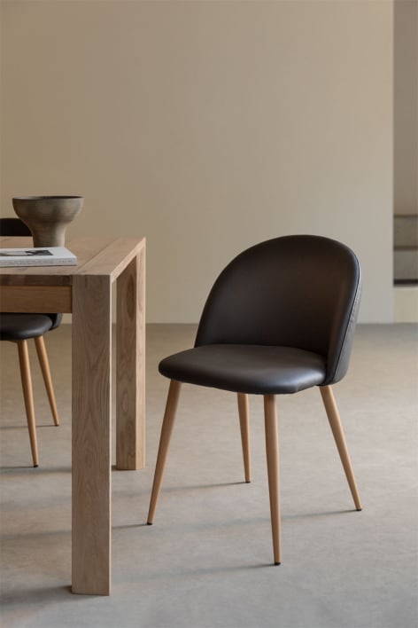 Krzesło do jadalni tapicerowane skórą ekologiczną Kana