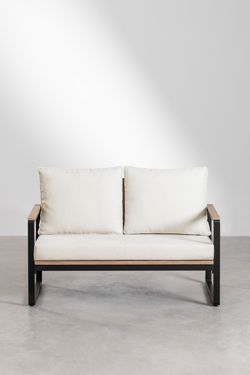 Dwuosobowa sofa ogrodowa z aluminium i drewna akacjowego Giselle, obrazek w galerii 5