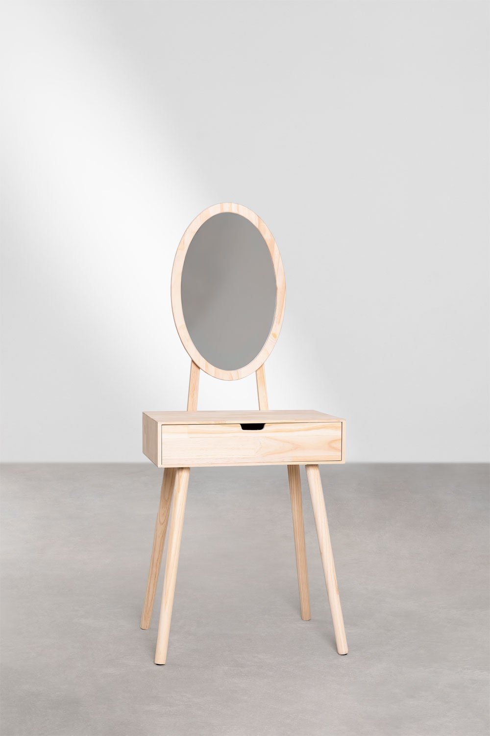 Stolik Toaletowy z Lustrem z Drewna Sosnowego i Plyty MDF Bella, obrazek w galerii 1