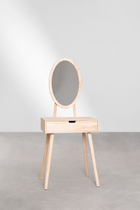 Stolik Toaletowy z Lustrem z Drewna Sosnowego i Plyty MDF Bella