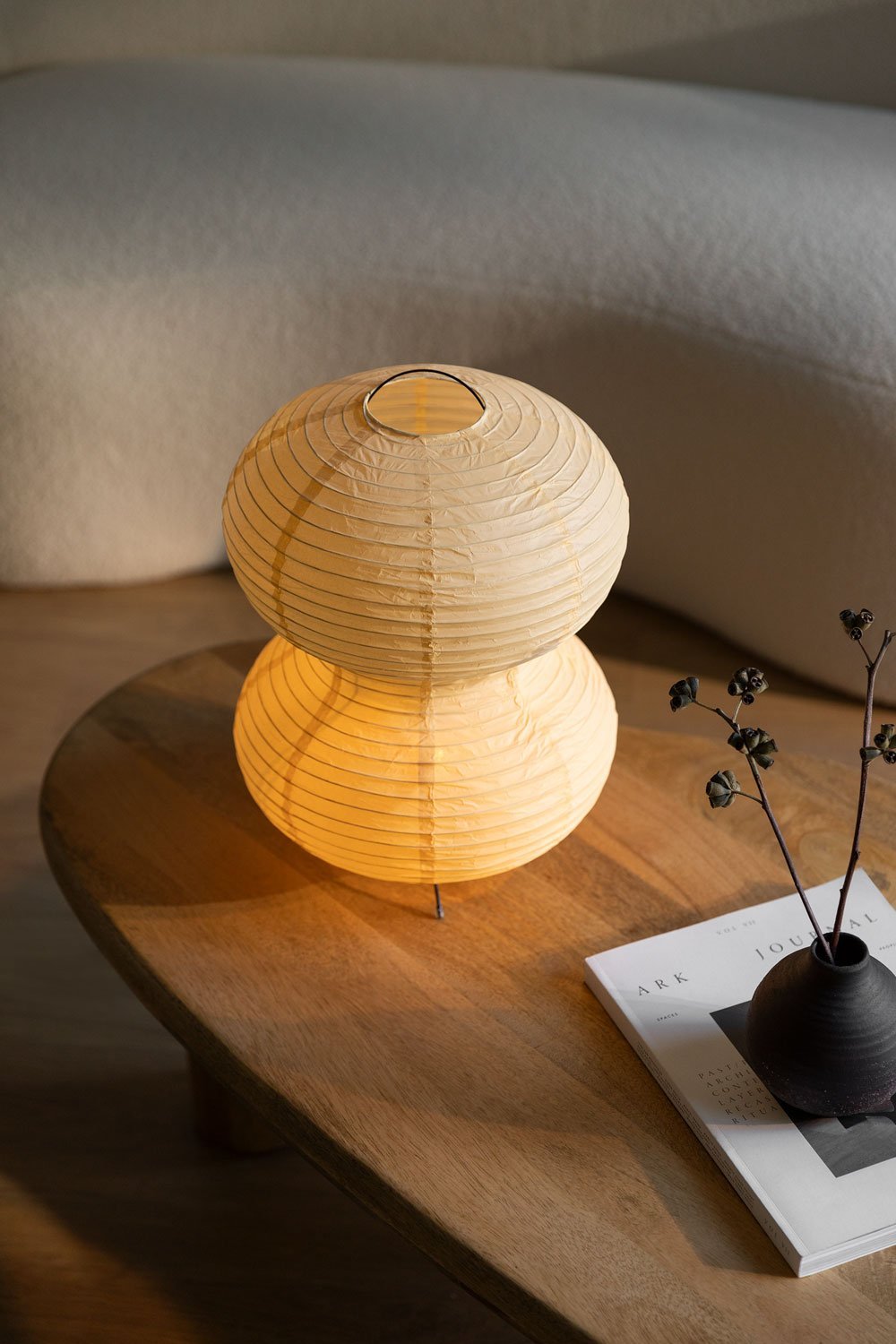 Lampa stołowa z papieru ryżowego (↑43 cm) Weidle , obrazek w galerii 1