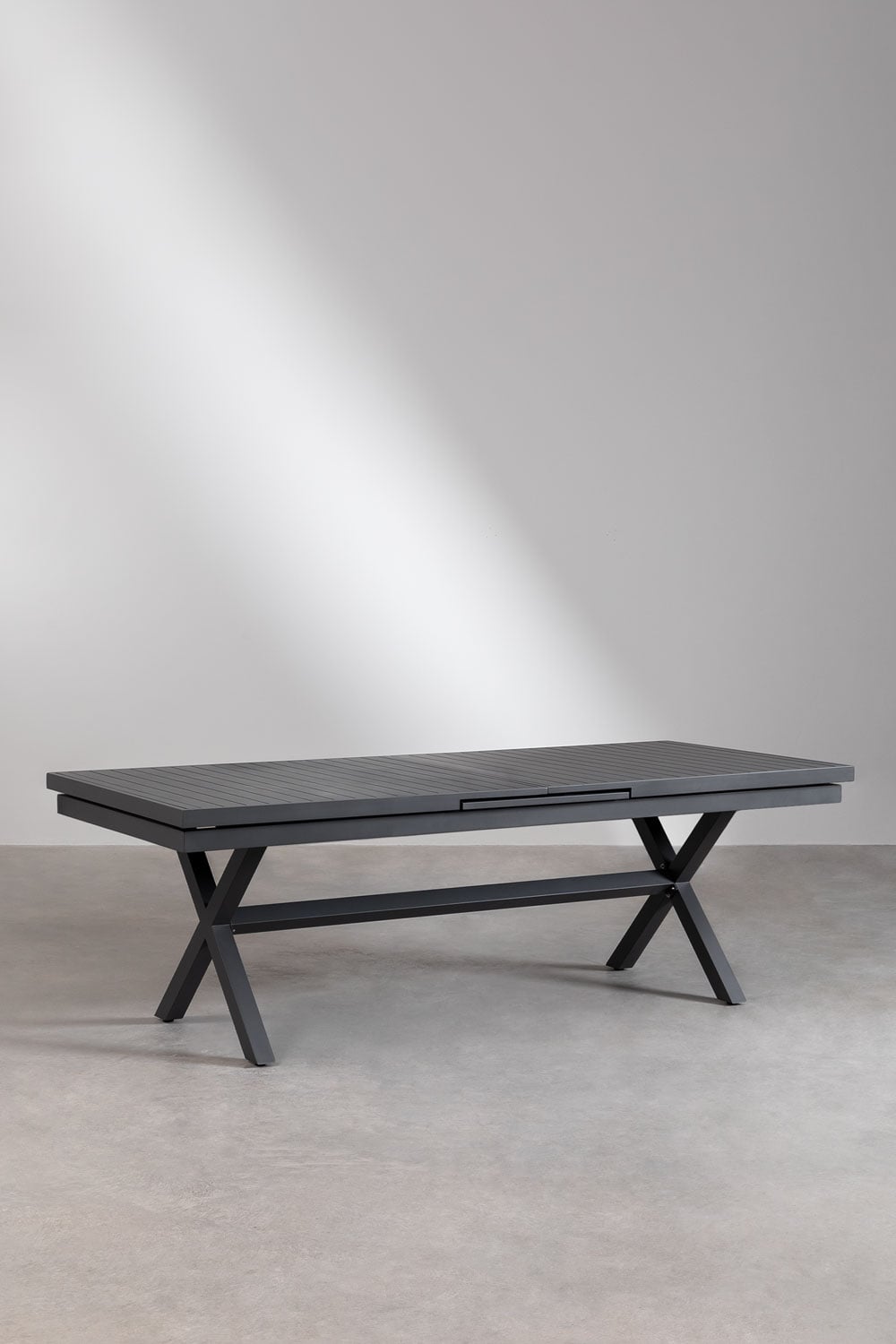 Zestaw stołu prostokątnego 240-300x100 cm rozkładanego z aluminium Karena oraz 10 sztaplowanych krzeseł ogrodowych z polipropyle, obrazek w galerii 2