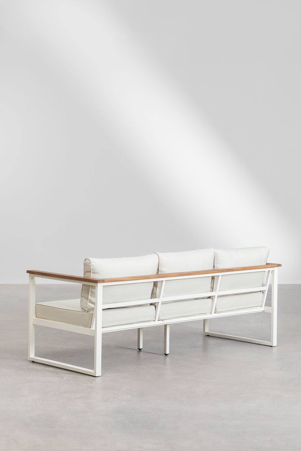 Zestaw ogrodowy Lipov z sofą 3-osobową i stolikiem kawowym z aluminium i drewna akacjowego 110x55 cm, obrazek w galerii 4