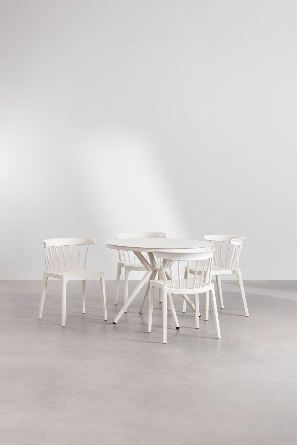 Zestaw okrągłego stołu aluminiowego Valerie (Ř100 cm) i 4 krzesła ogrodowe Aldora, obrazek w galerii 1