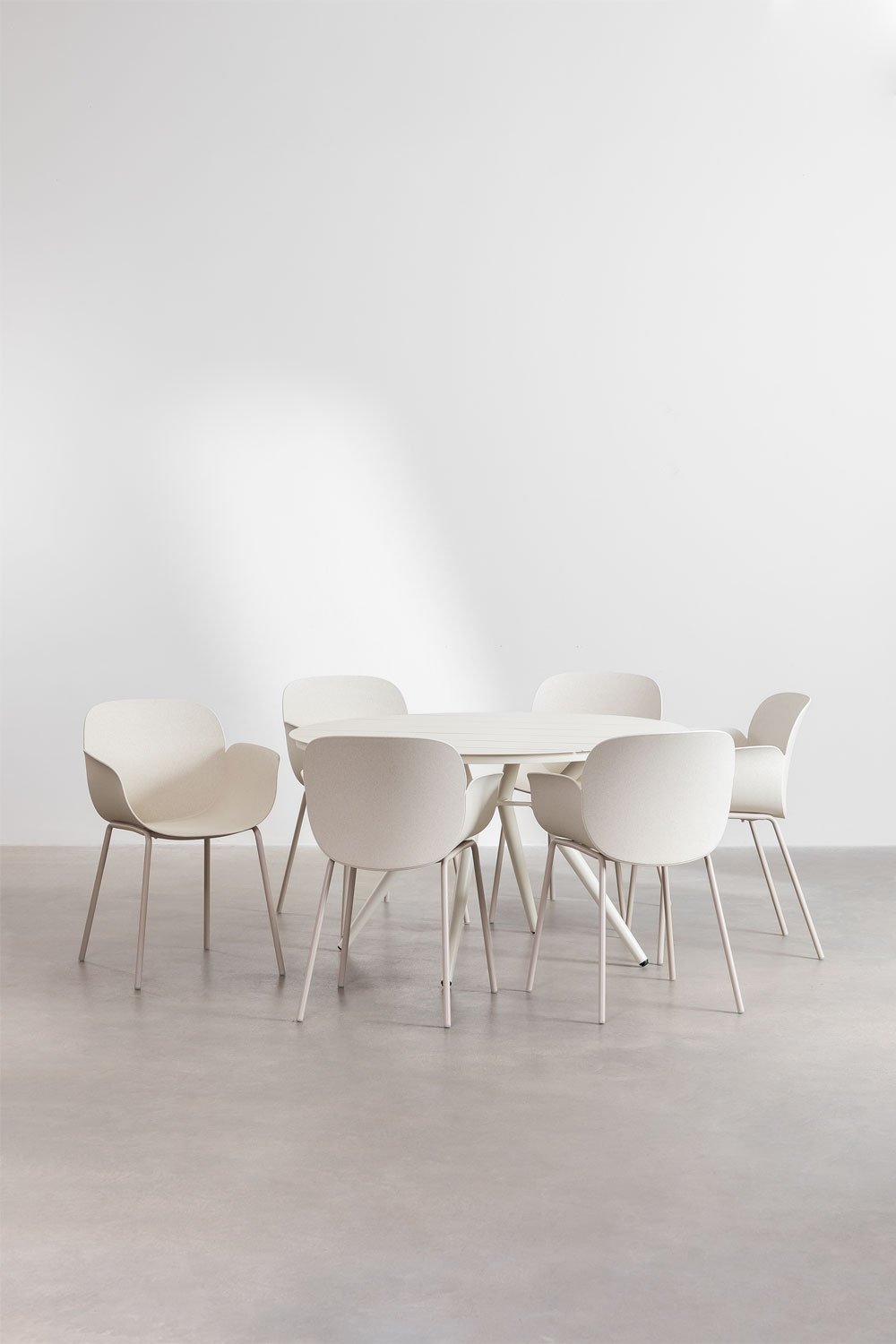 Aluminiowy zestaw okrągłego stołu (średnica 125 cm) Valerie i 6 krzeseł ogrodowych Lynette , obrazek w galerii 3