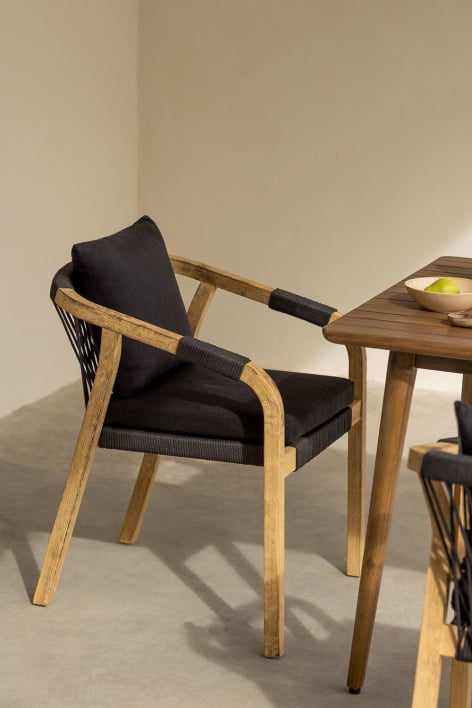 Zestaw 2 krzeseł ogrodowych z podłokietnikami z drewna akacjowego Dubai