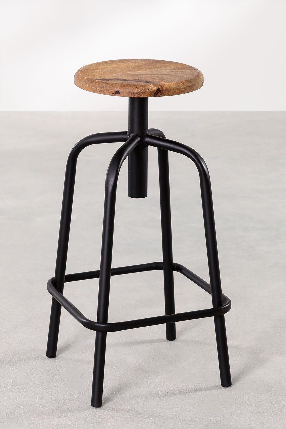 Regulowany wysoki stołek ze stali i drewna Ery, obrazek w galerii 2