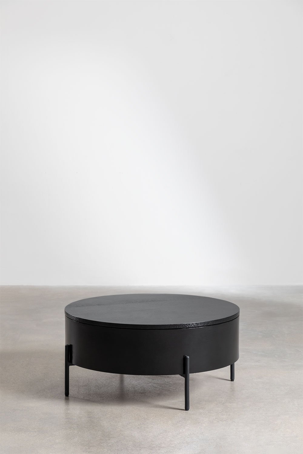 Okrągły podnoszony stolik kawowy z drewna i stali (średnica 80 cm) Tainara, obrazek w galerii 1