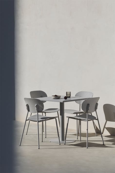 Zestaw stołów kwadratowych Mizzi 70x70 cm i 4 krzesła ogrodowe Tupah