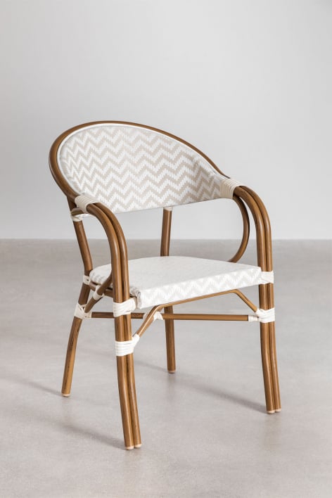 Zestaw 2 krzeseł ogrodowych z możliwością sztaplowania z aluminiowymi podłokietnikami Brielle Bistro Design