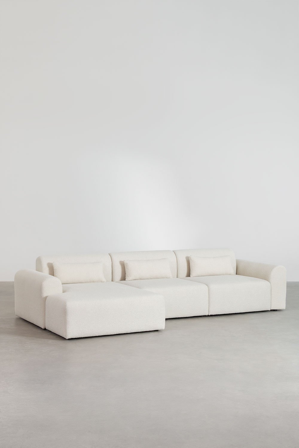 3-częściowa sofa modułowa szezlong z prawym narożnikiem z tkaniny bouclé Borjan, obrazek w galerii 1
