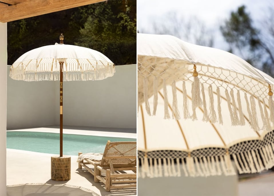 Parasol Ø186 cm z tkaniny Orongo i drewna