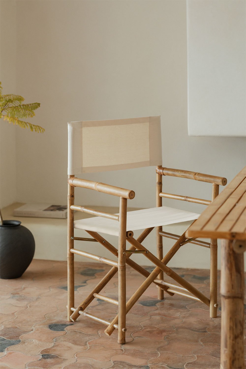 Składane krzesło reżyserskie z drewna bambusowego, obrazek w galerii 1