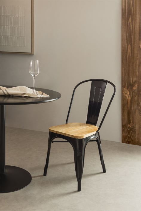 Krzeslo LIX sztaplowane z drewnianym siedziskiem