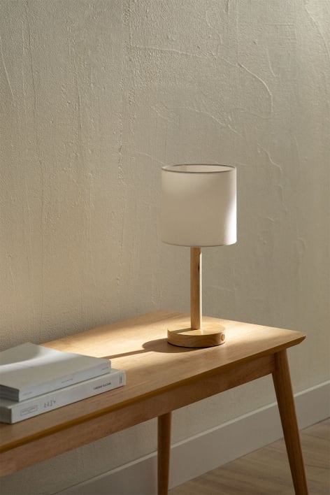 Bezprzewodowa lampa stołowa z drewna Tulovik