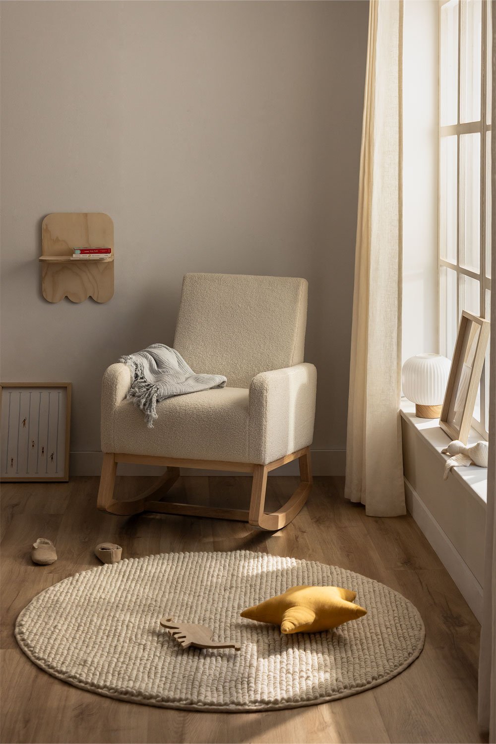Fotel bujany z tkaniny szenilowej Abigray, obrazek w galerii 1