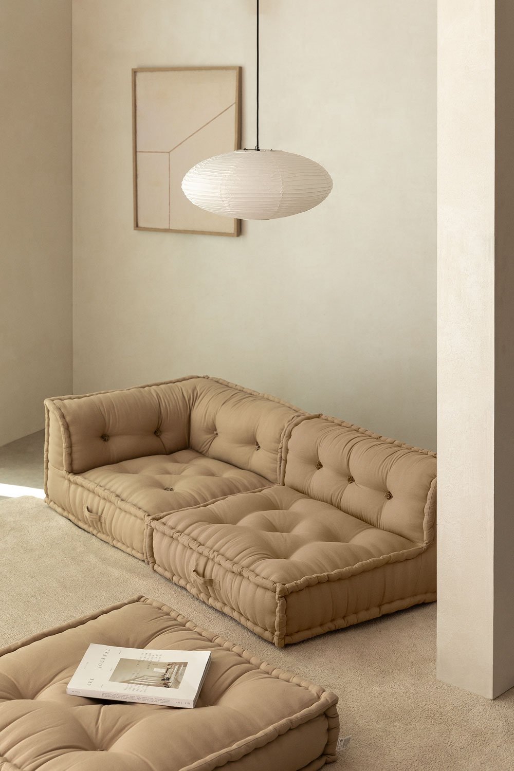 3-częściowa modułowa sofa narożna z bawełny Dhel, obrazek w galerii 1